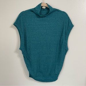 We The Free Sz S Teal Madeline Sleeveless Ribbed Mock Neck Top